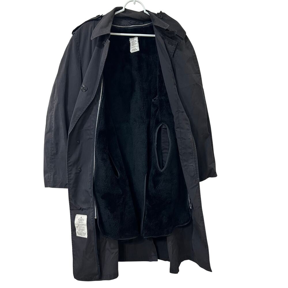 Vintage Military Mens Size 42R Black All Weather Trench Coat w/ Removable Liner